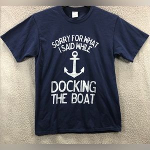 Port and Company Graphic T-shirt Men Medium Blue